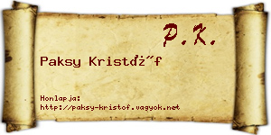 Paksy Kristóf névjegykártya