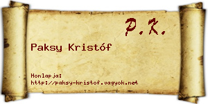 Paksy Kristóf névjegykártya