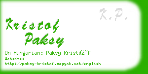 kristof paksy business card